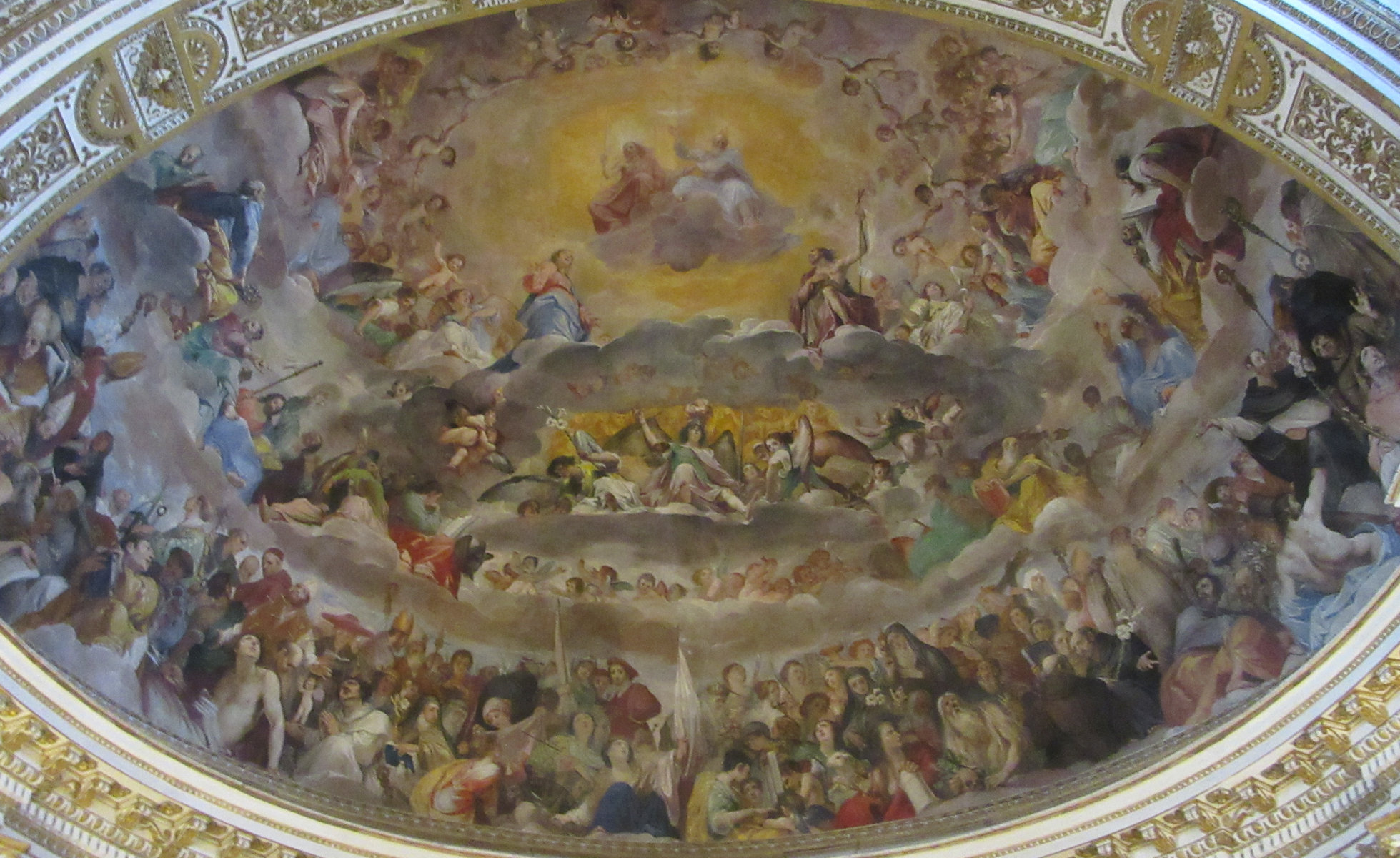 Giovanni di San Giovanni: Apsisfresko, im Mittelpunkt die „Quattuor Coronati”, darunter Märtyrer von Pannonien, 1630, in der Kirche Santi Quattro Coronati