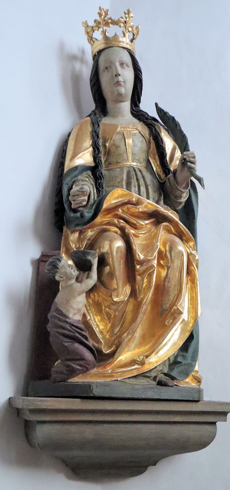 Statue, um 1500, in der Kirche in Staudach