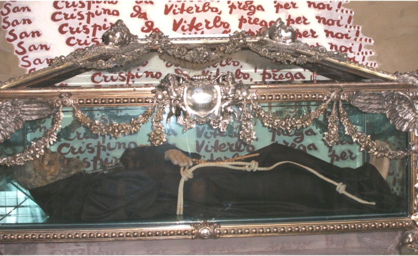 Glassarkophag des Crispinus in der Kapuzinerkirche in Viterbo