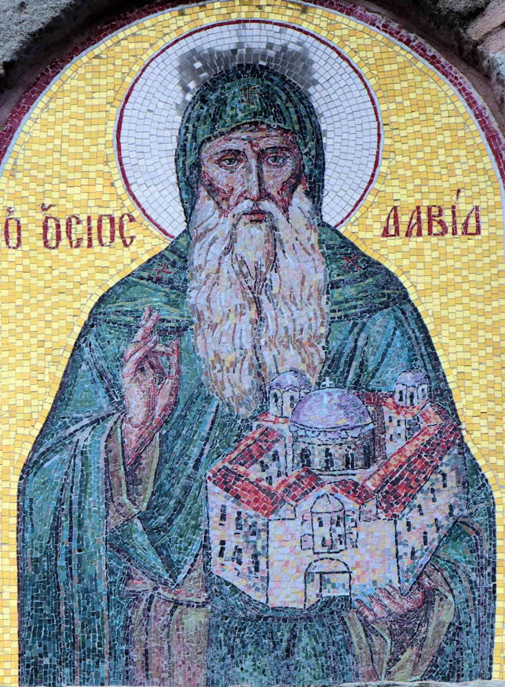 Mosaik am Katholikon des Davids-Klosters bei Rovis