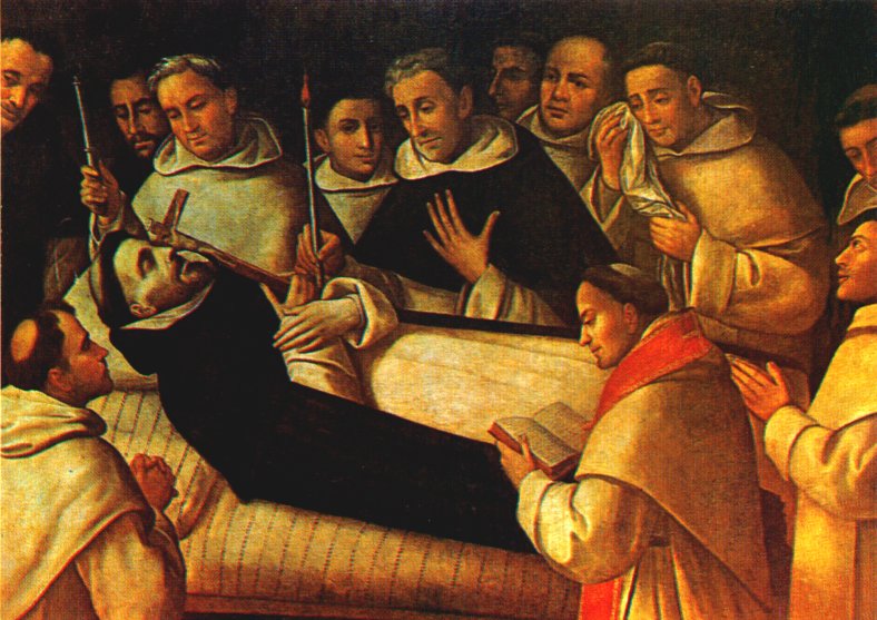 Unbekannter Künstler: Tod des Dominikus, in der Sammlung Sanchez de Muniain in der Universität von Madrid