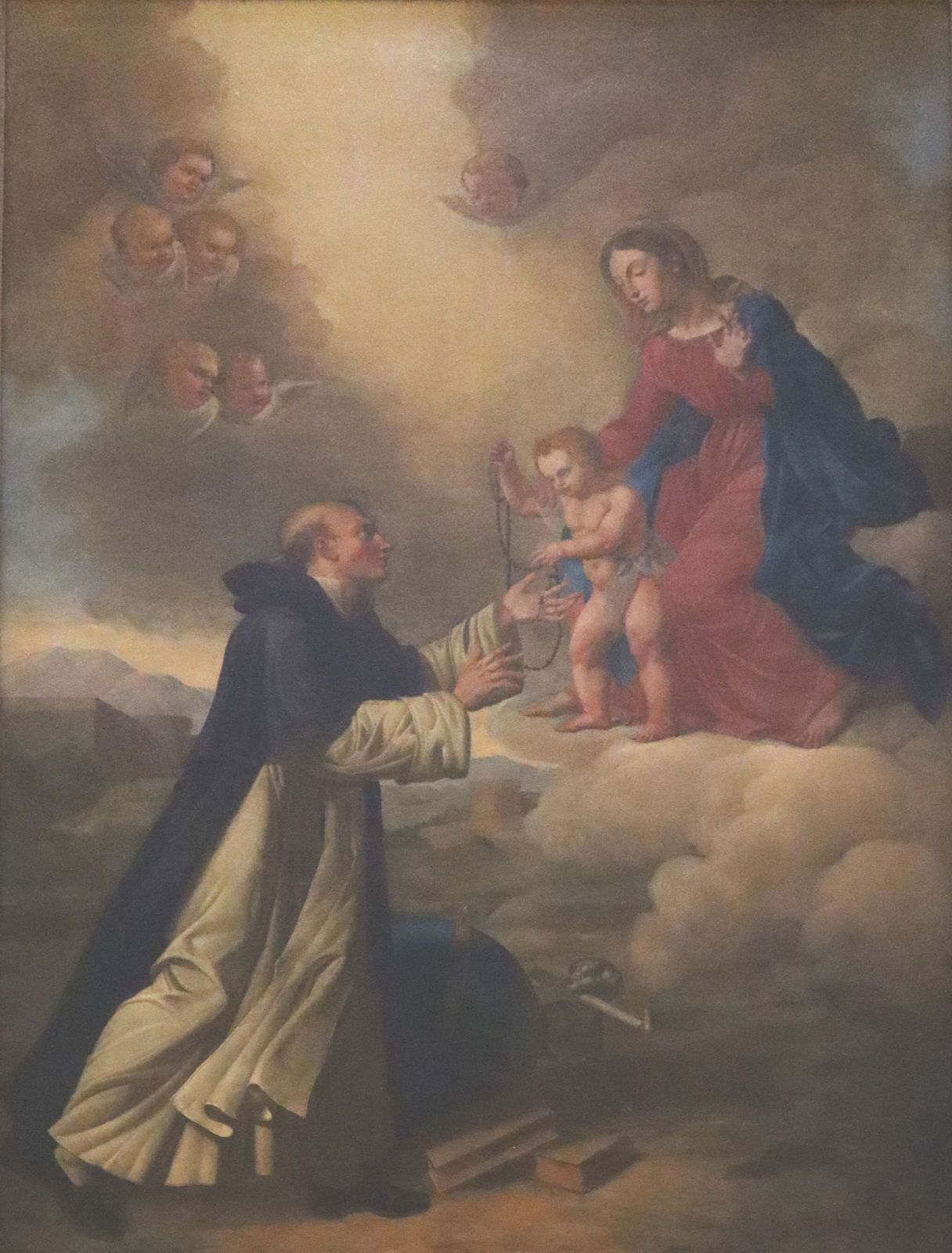 Jean Suau: Maria offenbart Dominikus die Verehrung des Rosenkranzes, um 1825, in der Kirche des ehemaligen Klosters der Jakobiner in Toulouse
