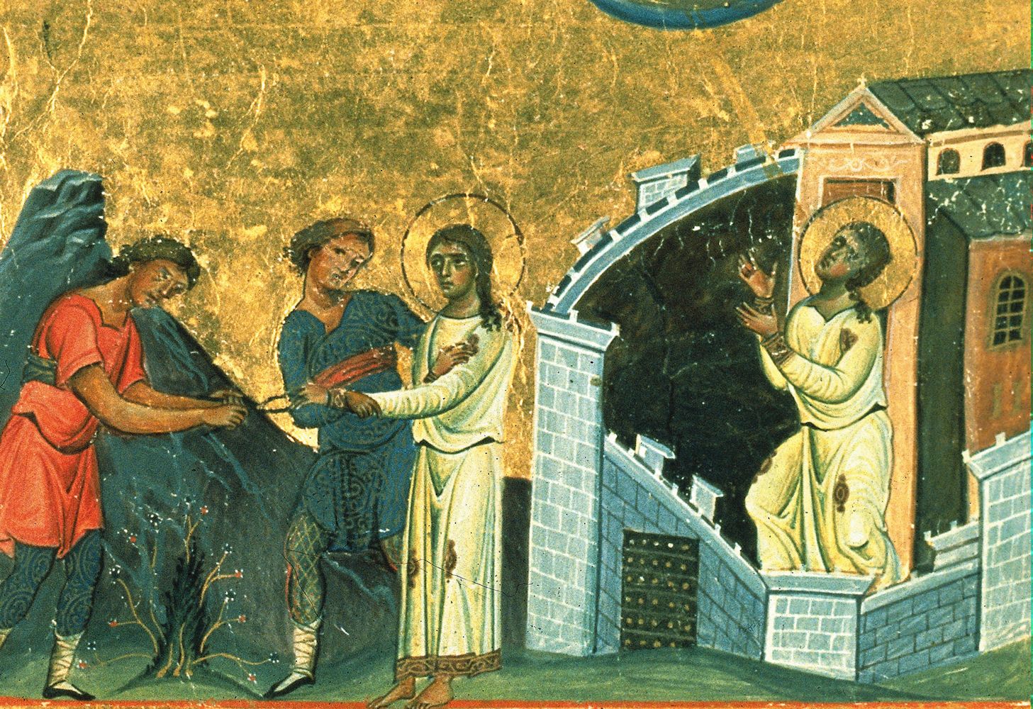 Domninas Martyrium, um 1000, aus dem Menologion von Basilius II., in der Vatikanischen Bibliothek in Rom