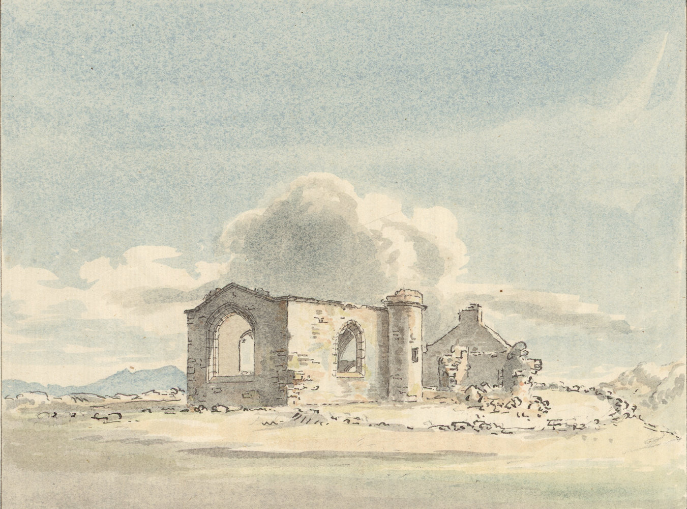 Ruine von Dwynwens Kirche auf Llanddwyn, um 1778. Aus: Thomas Pennant: A tour in Wales, in der National Library of Wales in Aberystwyth