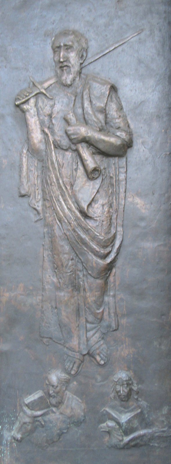 Bronzerelief an der Tür der Kirche in Fossato Ionico