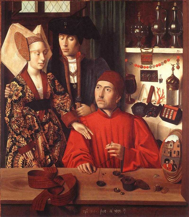 Petrus Christus: Eligius als Goldschmied mit Godeberta (links), 1449, Metropolitan Museum of Art in New York