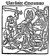 Holzschnitt: Emmerams Martyrium, aus der Inkunabel des Steffen Arndes, Lübeck 1484