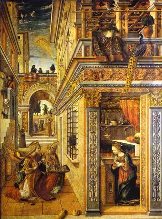 Carlo Crivelli: Verkündigung des Herrn an Maria mit Emygdius (Mitte), 1486, National Gallery in London