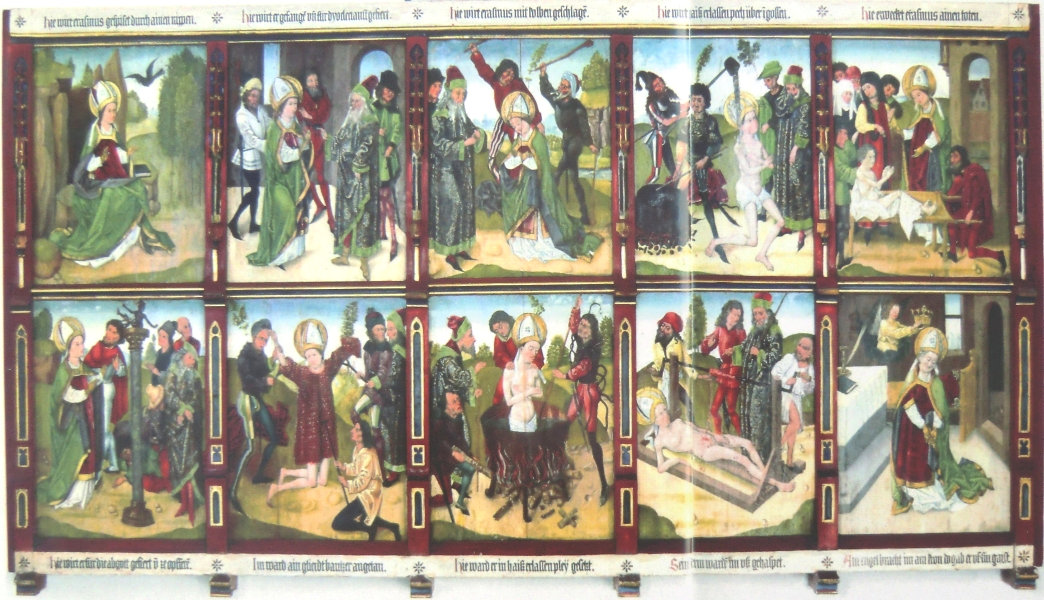Martyrium des Erasmus, Bildtafeln in der Blasiuskapelle in Kaufbeuren