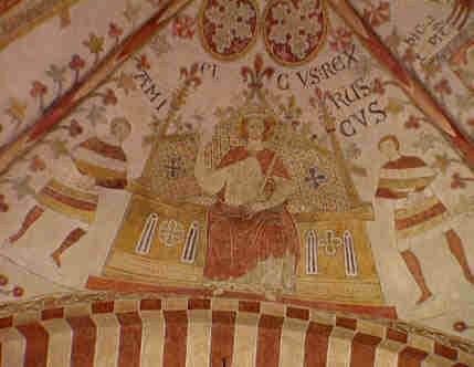Kalkmalerei: Erik auf dem Thron, um 1300, St.-Bendts-Kirche in Ringsted