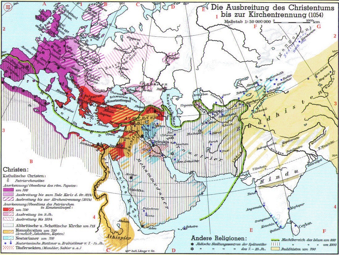 Karte zur nachantiken Religionsgeschichte