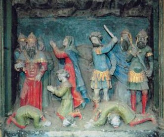 Altarbild in der Kirche Sainte Félicité in Montagny in Frankreich, um 1560:Alexander, Martialis und Vitalis werden enthauptet