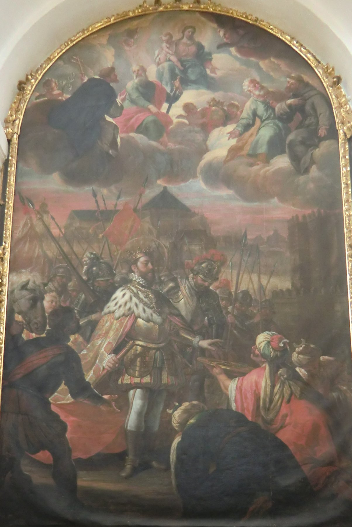 Antonio Palomino de Castro y Velasco: König Ferdinand bekommt 1236 von Ibn Hud die Stadt Córdoba übergeben, um 1710, in der Schatzkammer der Kathedrale in Córdoba