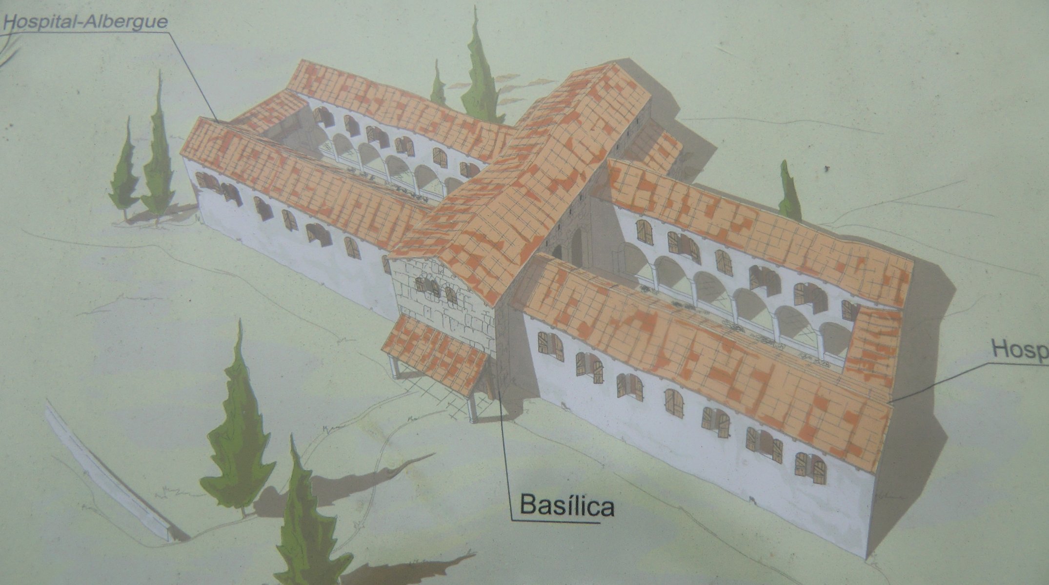 Modellzeichnung des „Xenodochium”, in den Ausgrabungen unter der Basilika Santa Eulalia in Mérida