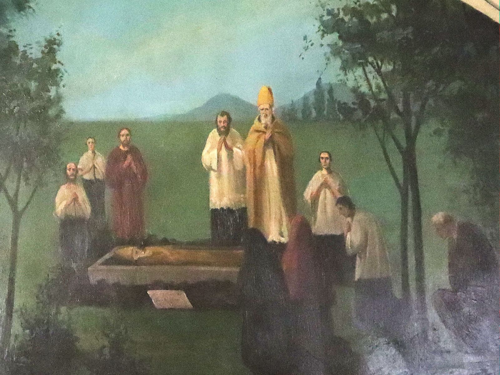 Fresko: Die Auffindung von Fidentius' Gebeinen, in der Kirche in Megliadino San Fidenzio