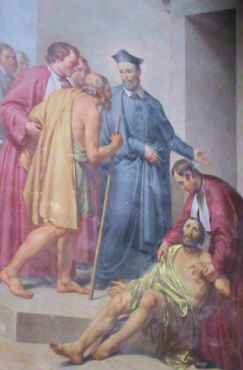 Philipp Neri mit Kranken, Bild, 1852, in der Kirche Santissima Trinità dei Pellegrini in Rom
