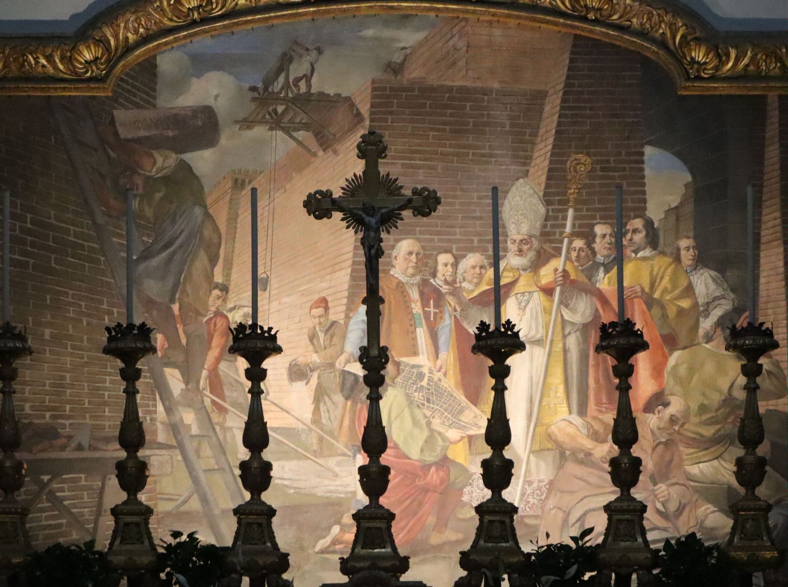 Marco Benefial: Floridus beim Wiederaufbau von Stadt und Kathedrale, Fresko, 1747 bis 1749, in der Kathedrale in Città di Castello