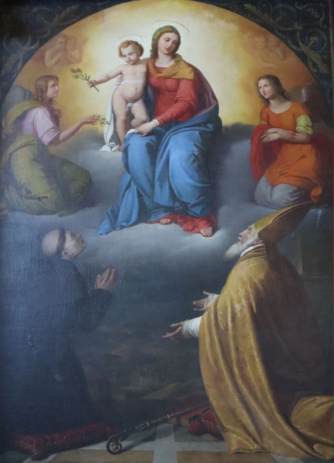 Vincenzo Chialli: Floridus und Philippus Benitius (links) vor Maria, Altarbild, 1825, in der in der Kirche Madonna Delle Grazie in Città di Castello