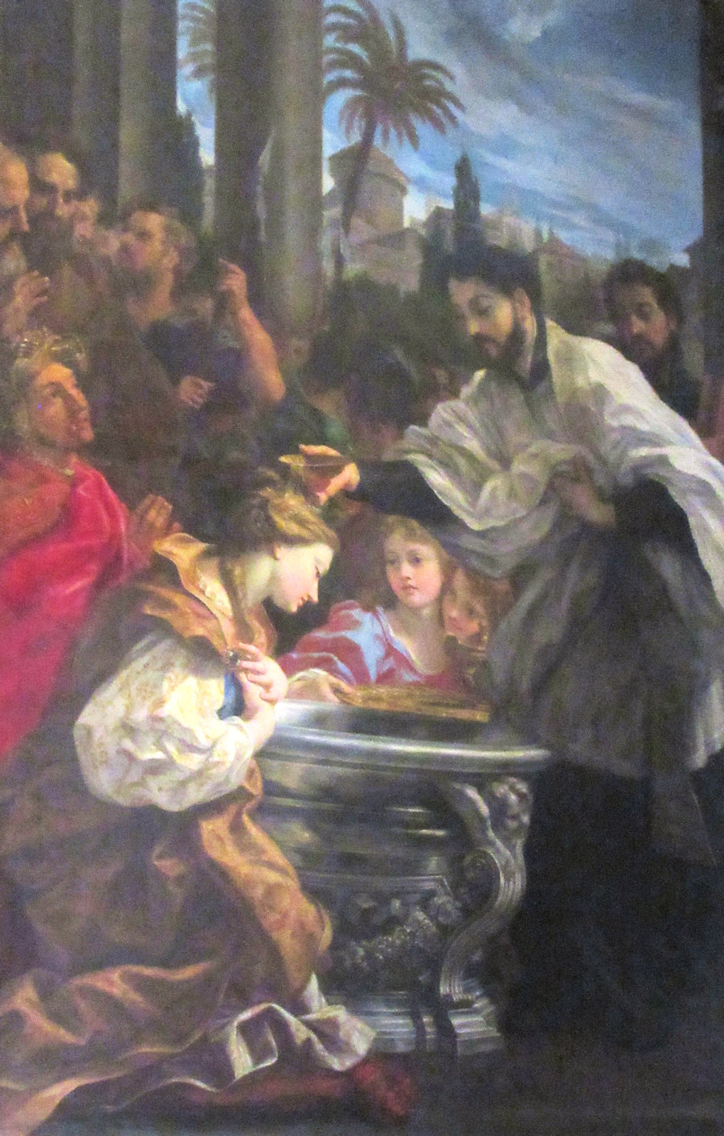Giovanni Battista Gaulli (<q>il Bacicchia</q>: Franz Xaver tauft eine indische Königin, 18. Jahrhundert, in der Kirche Sant'Andrea al Quirinale in Rom
