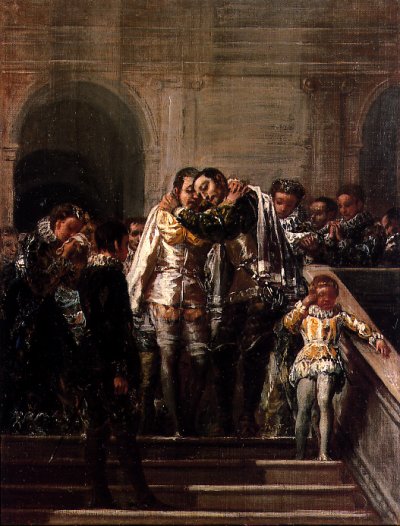 Francisco Goya: Franziskus wird von seiner Familie verabschiedet, um in den Jesuitenorden einzutreten, 1788, Sammlung der Marquesa de Santa Cruz im Nationalmuseum del Prado in Madrid