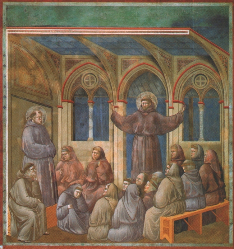 Während der Heilige Antonius von Padua dem Kapitel von Arles predigte, erschien der abwesende Heilige Franziskus, breitete die Hände über sie und segnete die Brüder, wie es ein gewisser Monaldo sah; und die anderen Mönche freuten sich unbändig