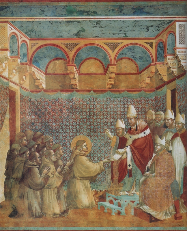 Papst Innozenz III. hatte die Regel genehmigt und gab den Auftrag, sie zu predigen und den Mönchen, die den Heiligen begleitet hatten erlaubte er, die klerikale Tonsur durchzuführen um, Gottes Wort zu predigen