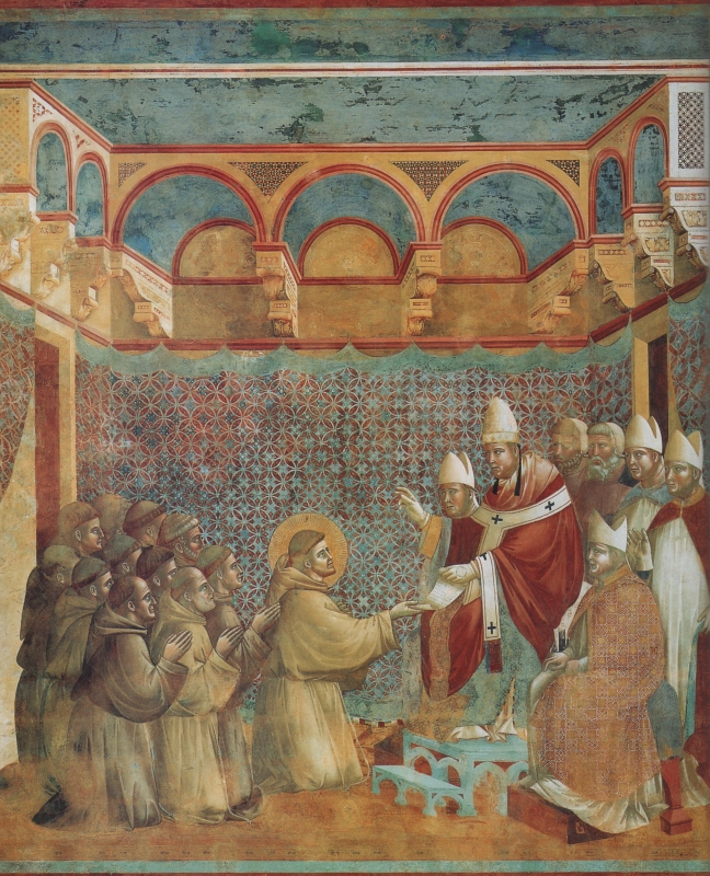 Papst Innozenz III. hatte die Regel genehmigt und gab den Auftrag, sie zu predigen und den Mönchen, die den Heiligen begleitet hatten erlaubte er, die klerikale Tonsur durchzuführen um, Gottes Wort zu predigen