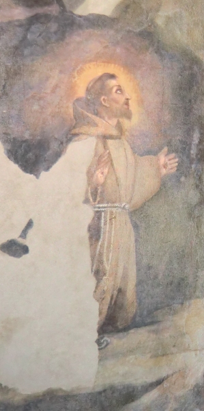 Der stigmatisierte Franziskus, Fresko in Franziskus' Zelle in der Einsiedelei Le Celle bei Cortona