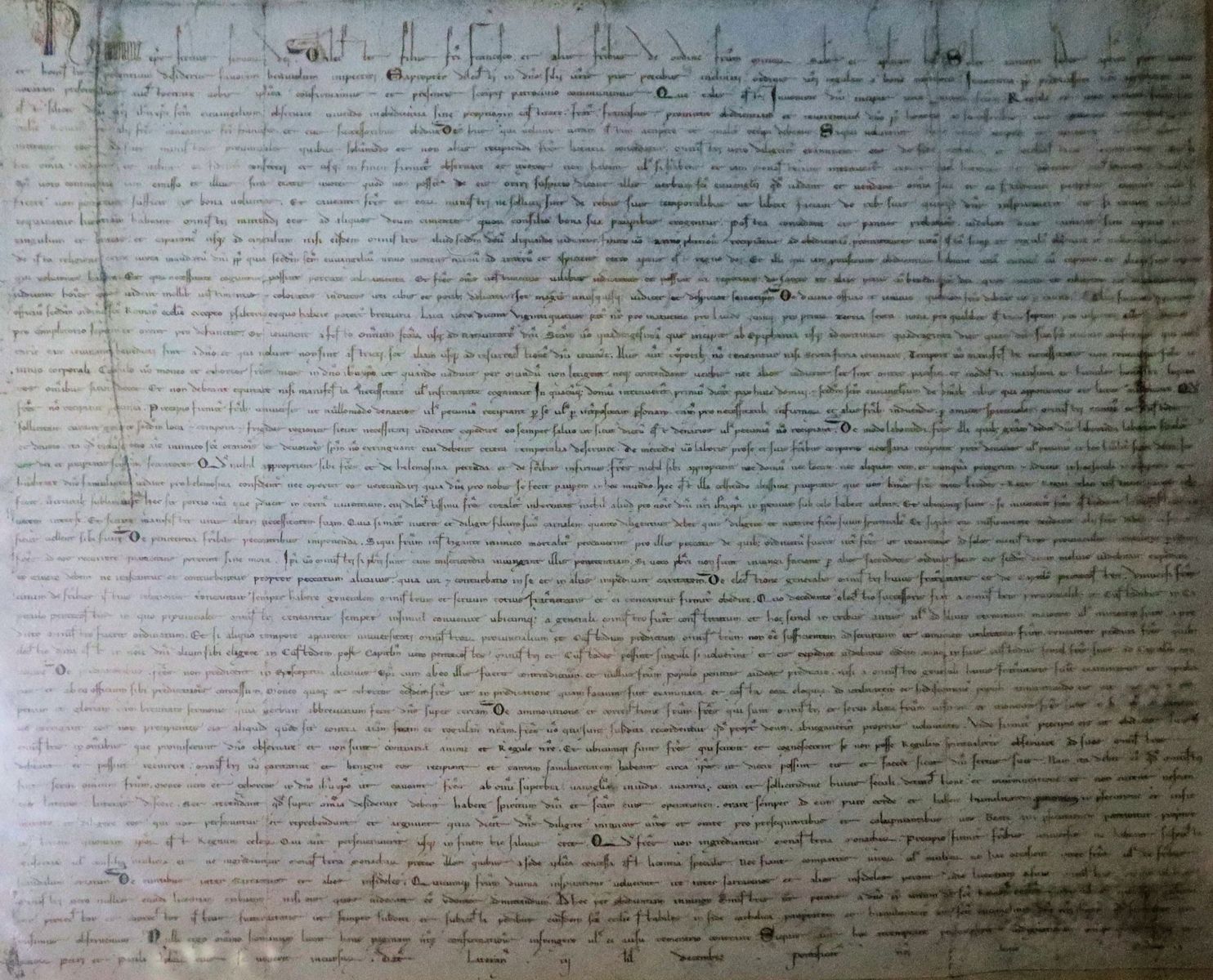 Kopie des Originals der Ordensregel, im Sanktuarium Fonte Colombo bei Rieti
