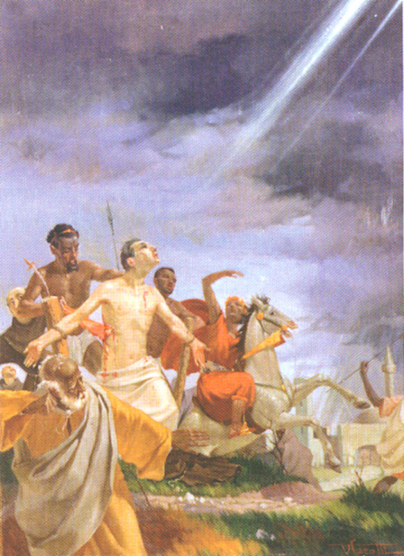 Vincenzo Carotti: Franziskus' Martyrium, 1924, in der Kirche Santa Maria di Betlem in Sàssari