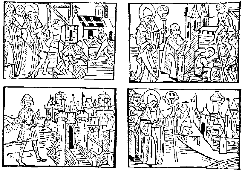 Holzschnitte von Johann Znaimer aus Ulm: Illustrationen zur Legende des Fridolin, um 1480