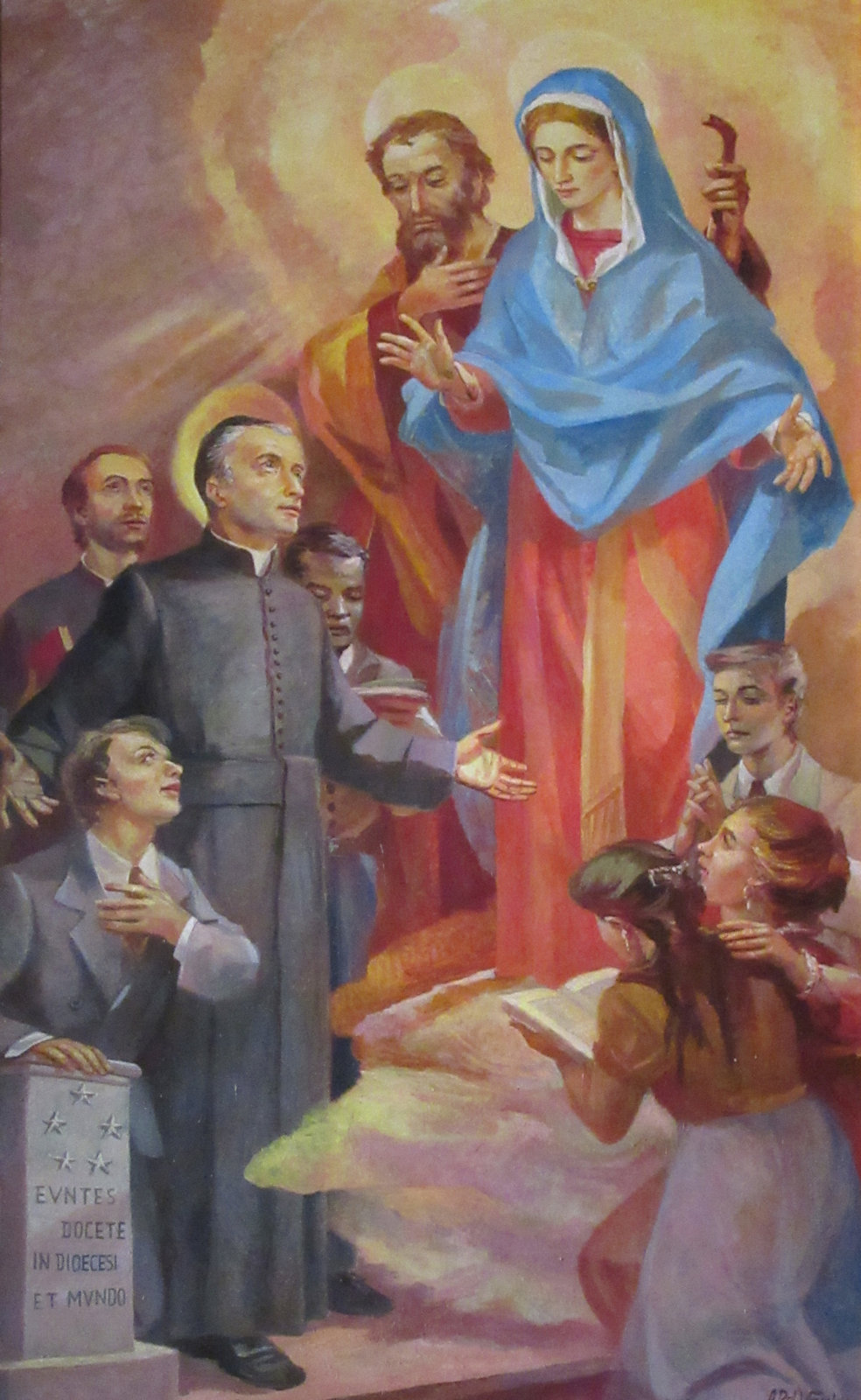 Maria und Joseph erscheinen Gaspare Bertoni und seinen Anhängern, Bild in der Kirche Sant'Agata dei Goti in Rom