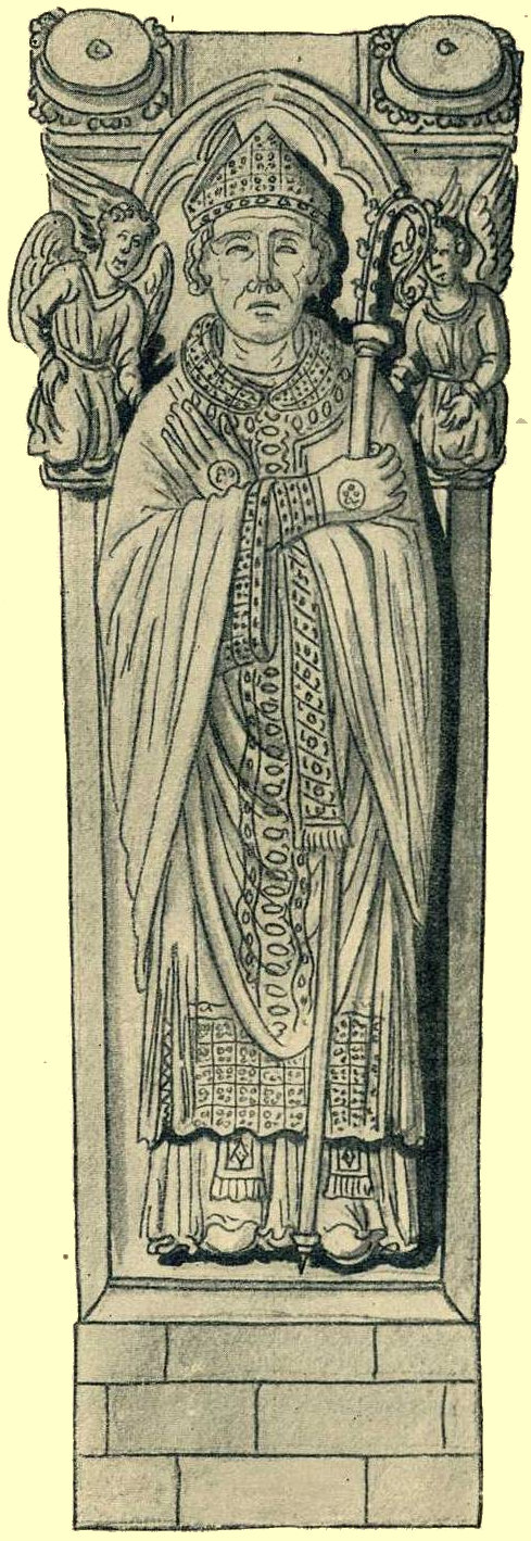 Gaufrids Grabplatte in der Kirche der Abtei Notre-Dame-de-Josaphat in Lèves. Aus: Societé d'Archeologie: Tumulaires et Pierres Tombales d'Eure et Loire, 1904