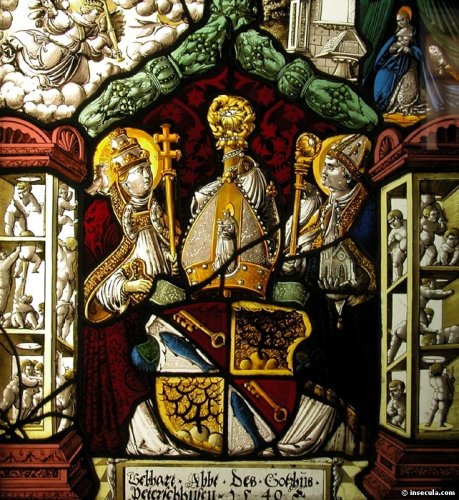 Glasmalerei eines unbekannten Künstlers: Gebhard (rechts) und Papst Gregor I., geschaffen für das Kloster Petershausen bei Konstanz, 1540, Musée du Louvre in Paris