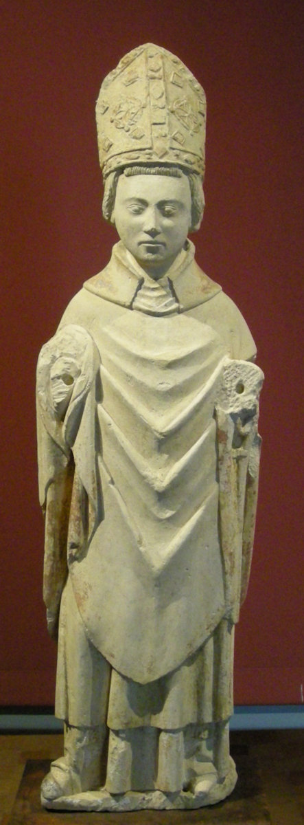 Statue in der um 1410 gegründeten, Gerbold geweihten Einsiedelei nahe Gratot bei Coutances