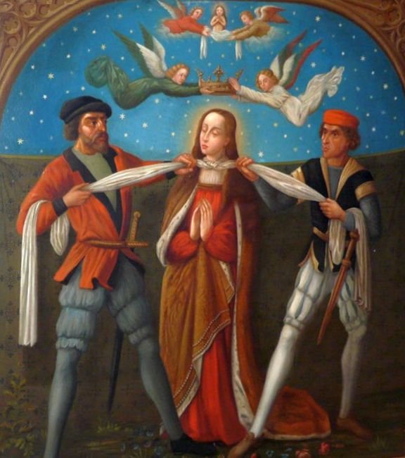 Holzpanele: Godelevas Martyrium, 1480, in der Sint-Godelieveabdij in Brügge