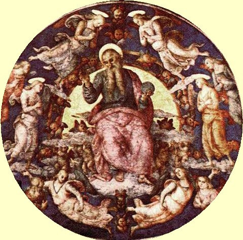 Pietro Perugino: Gott und Engel, 1507 - 08, Stanza dell' Incendio di Borgo, im Vatikanspalast