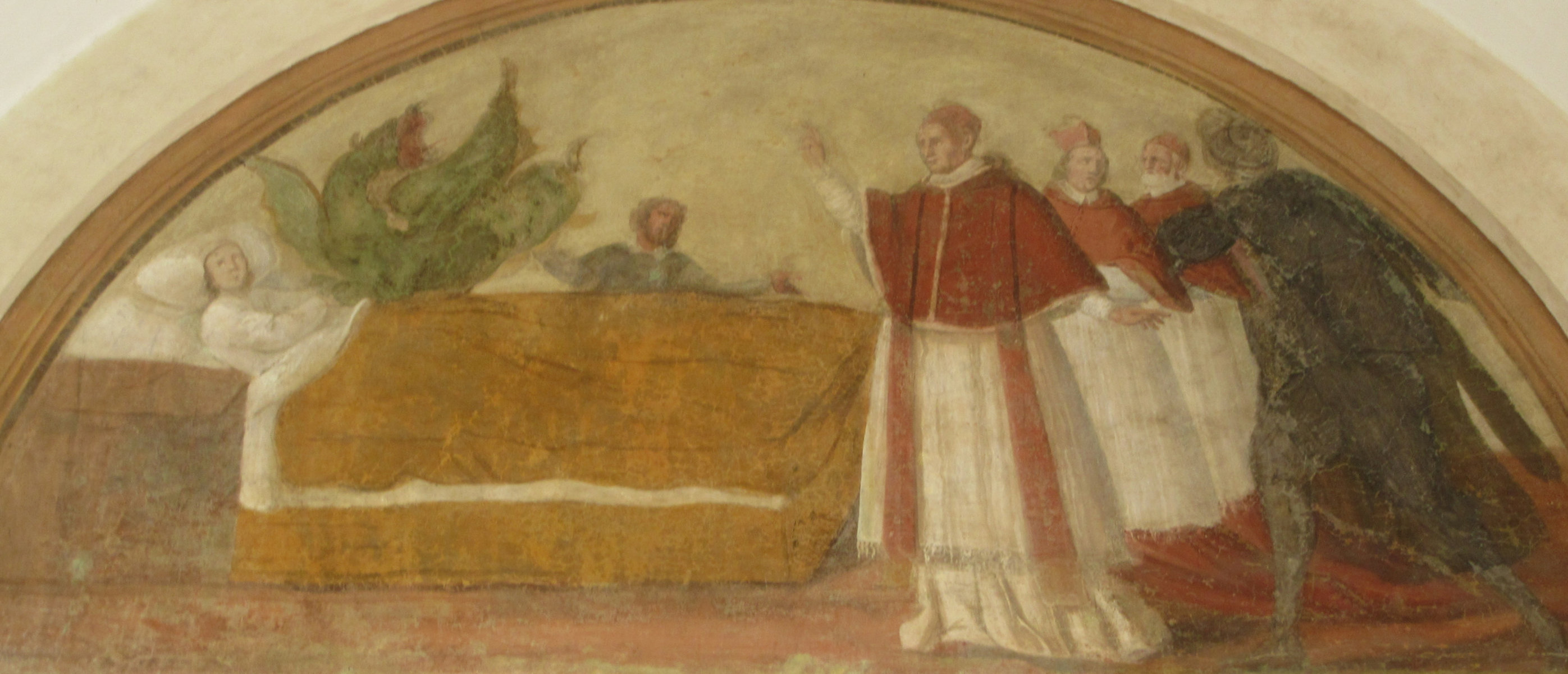 Fresko: Gregor treibt einen Dämon aus, um 1730, an der Kirche San Gregorio Magno al Celio