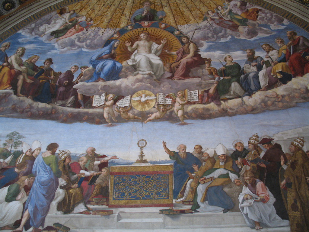 Raffael: Disputa del Sacramento, Stanza della Segnatura, 1508 – 1511, im Vatikan