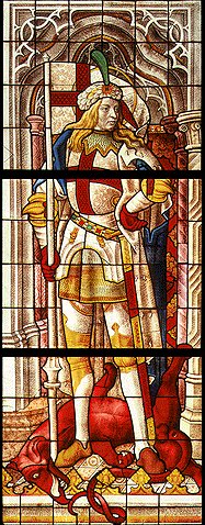 Glasfenster: Gregorius Maurus, Teil des Geburt-Christi-Fensters im Dom in Köln, 1507