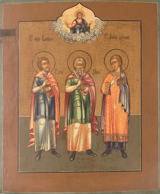 Russische Ikone aus Mstera (?): Gurias, Samonas und Habib, 19. Jahrhundert