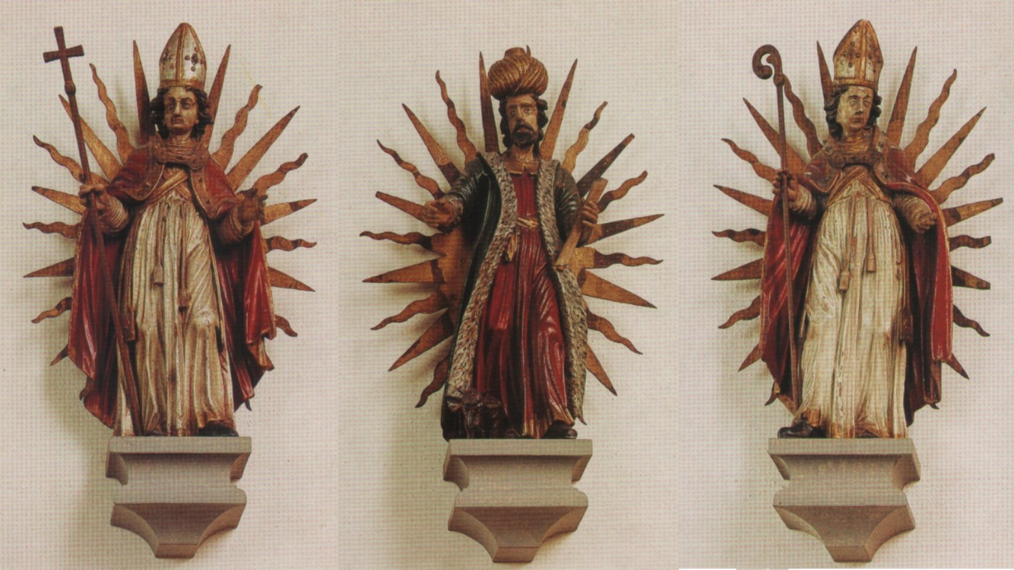 Prozessionsfiguren: Theopompus, Synesius und Zeno (von links) 18. Jahrhundert, im Münster in Radolfzell