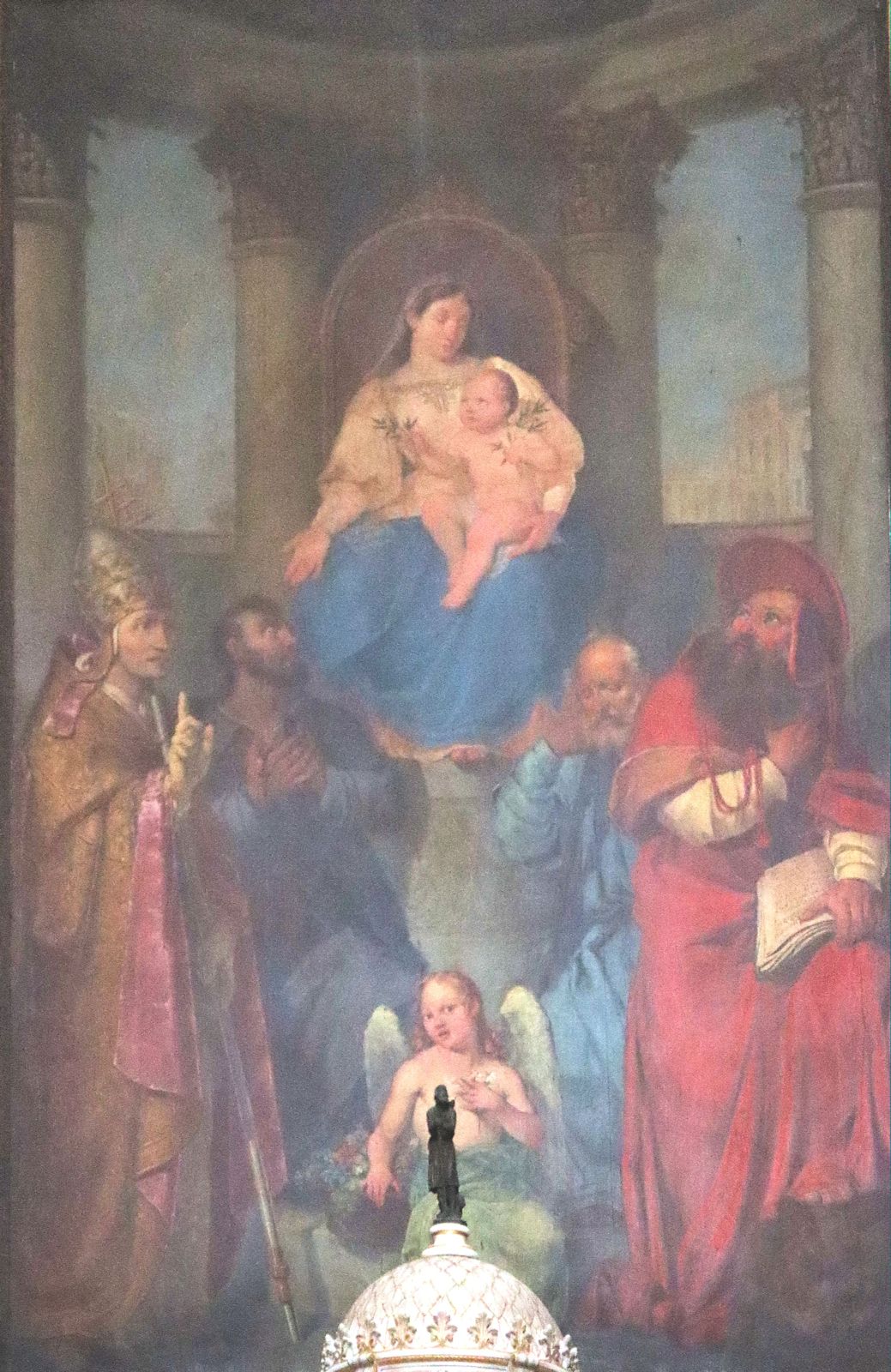 Gaspare Francesconi: Maria und das Jesuskind mit Papst Benedikt XI., Heinrich, Joseph und Hieronymus, 1830, im Dom in Treviso