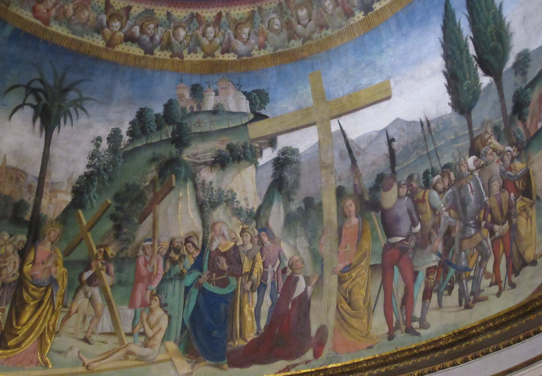 Antoniazzo Romano und Marco Palmezzano (zugeschrieben): Die Kreuzfindung durch Helena, Apsisfresko, um 1490, in der Kirche Santa Croce in Gerusalemme in Rom
