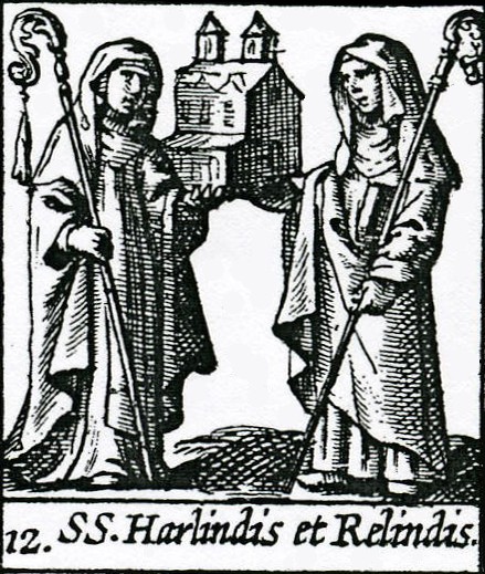 Herlind und Reinhild, aus: Ribadineira: Generale legende der Heyligen, 1649