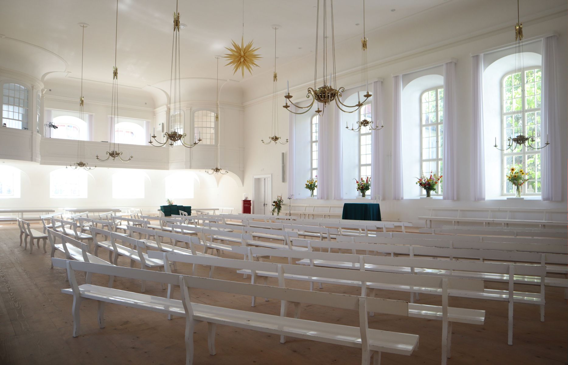 Kirchensaal der Herrnhuter Brüdergemeine in Herrnhut, erbaut 1756