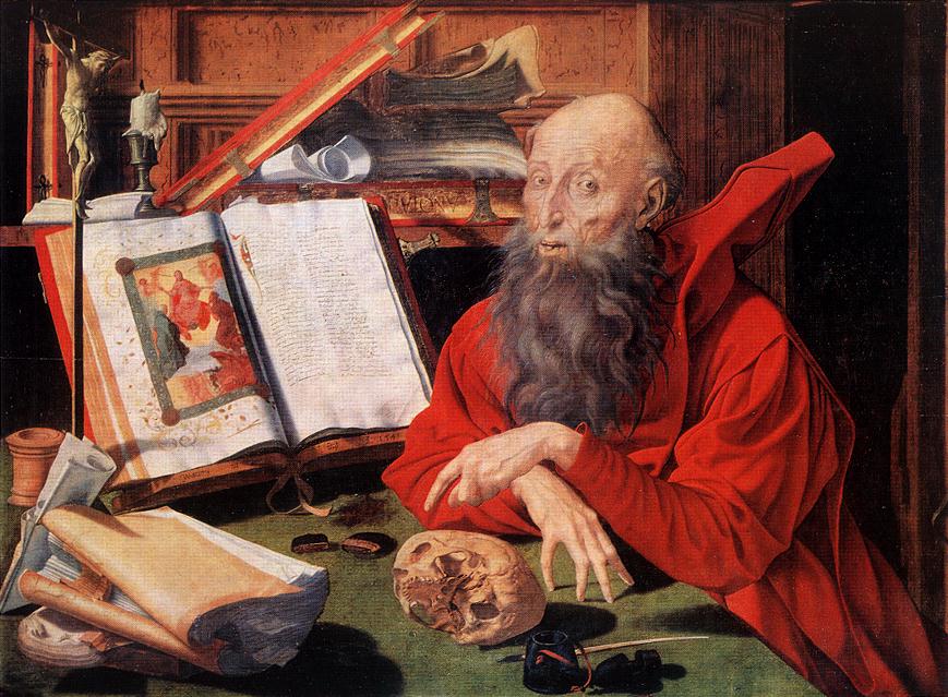 Marinus van Reymerswaele: Hieronymus als Bibelübersetzer, 1541, im Nationalmuseum del Prado in Madrid