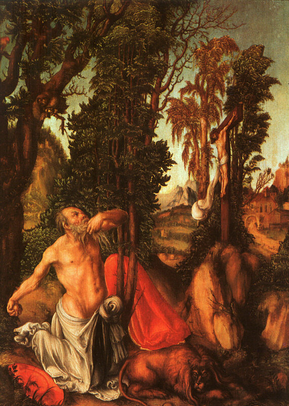 Lukas Cranach der Ältere: Hieronymus als Büßer, 1502, im Kunsthistorischen Museum in Wien