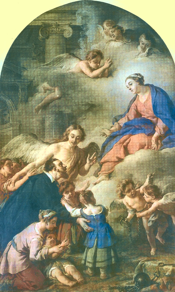 Gianfranco de Troy: Hieronymus Ämiliani präsentiert Maria die Waisenkinder, 17./ 18. Jahrhundert, in der Kirche Santi Bonifacio e Alessio in Rom