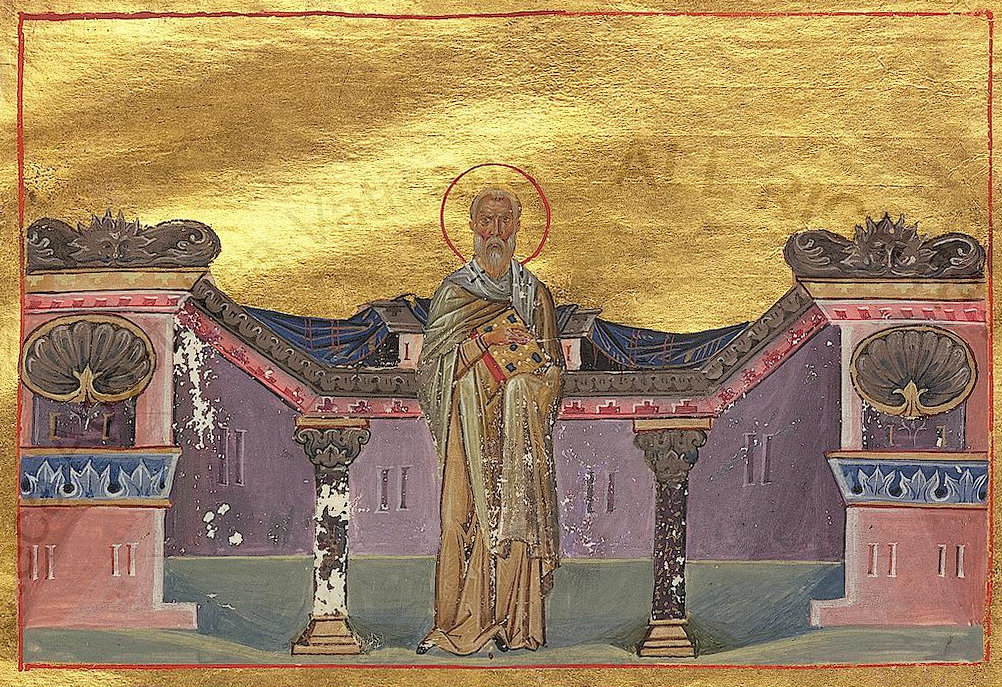 Buchmalerei, aus dem Menologium von Kaiser Basileios II., um 1000, in der Vatikanischen Bibliothek in Rom